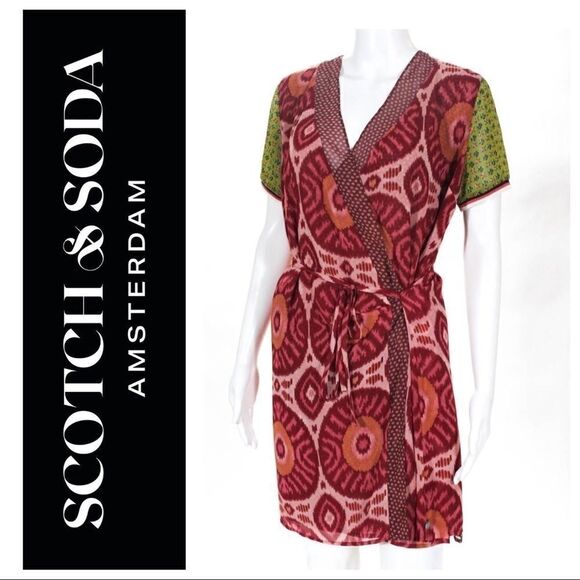 Scotch & Soda Pattern Block Belted Kimono Dress - Picture 1 of 14